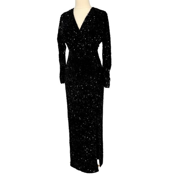 Fashion Nova One and Only Sequin Velvet Gown in Black Size Large NWOT - Picture 3 of 16